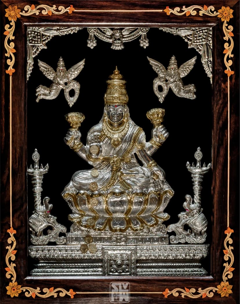 Lakshmi Silver With Gold Plating 15"x19"
