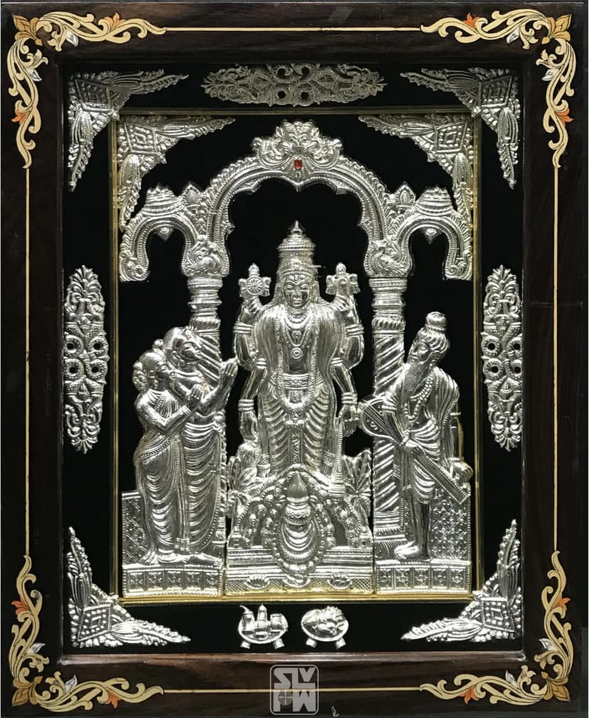 SatyaNarayana Swamy Plain Silver 18"x22"
