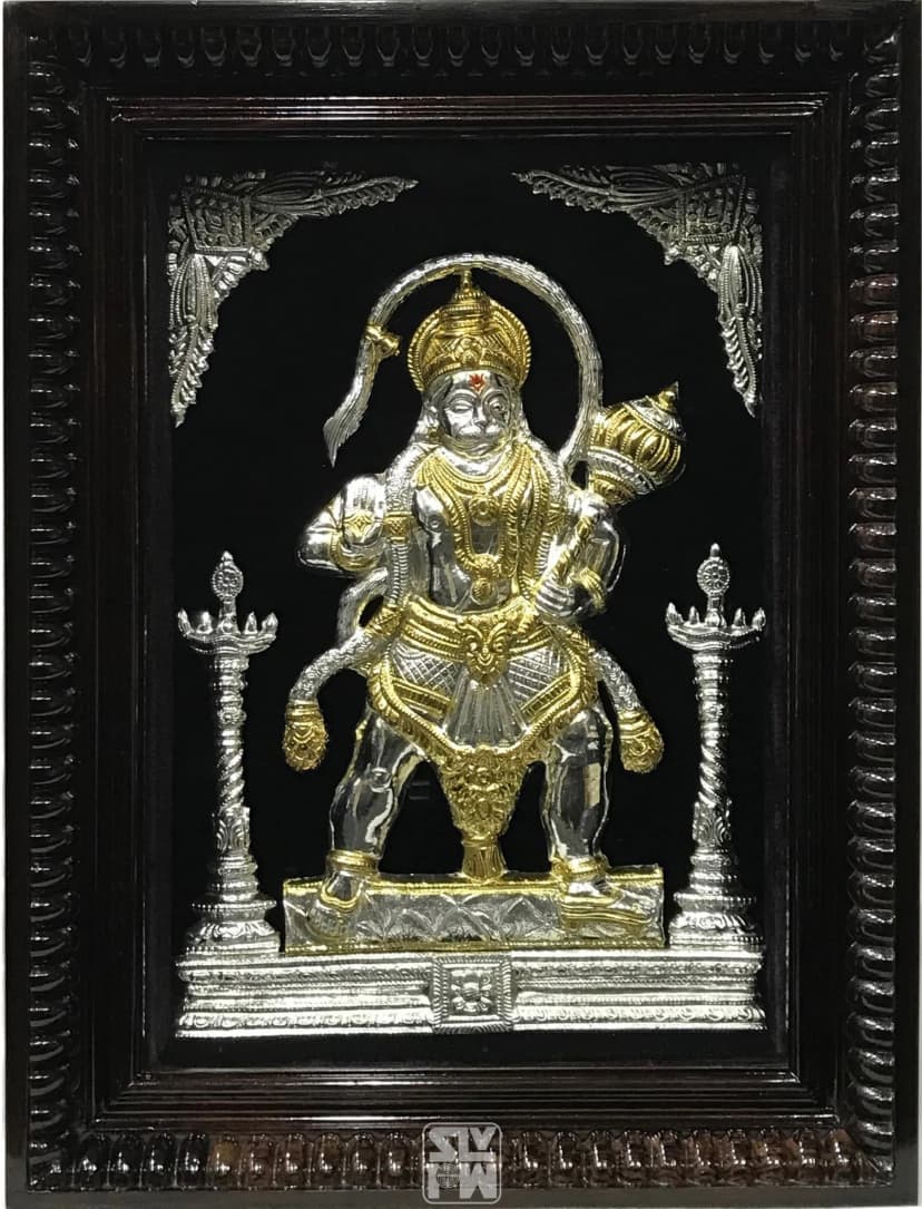 Hanuman Silver With Gold Plating 12"x16"
