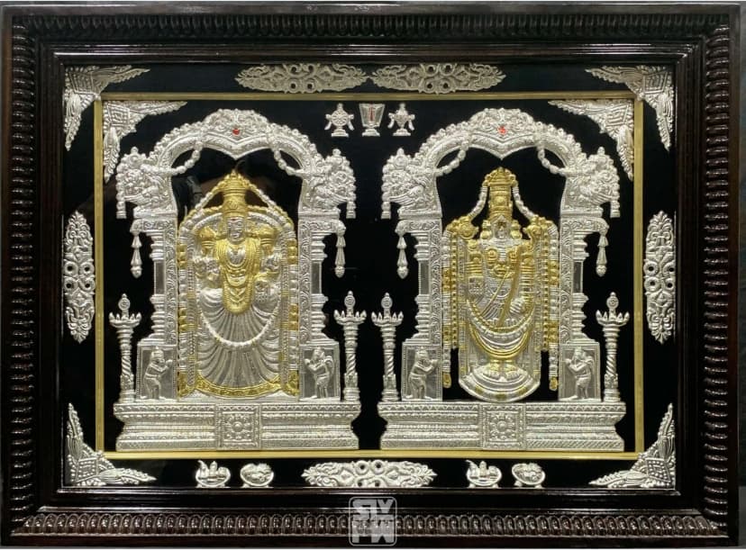 Balaji Padmavati Silver With Gold Plating 22"x30"
