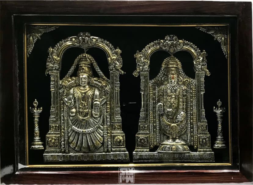 Balaji Padmavati Silver With Gold Plating + Antique 15"x19"
