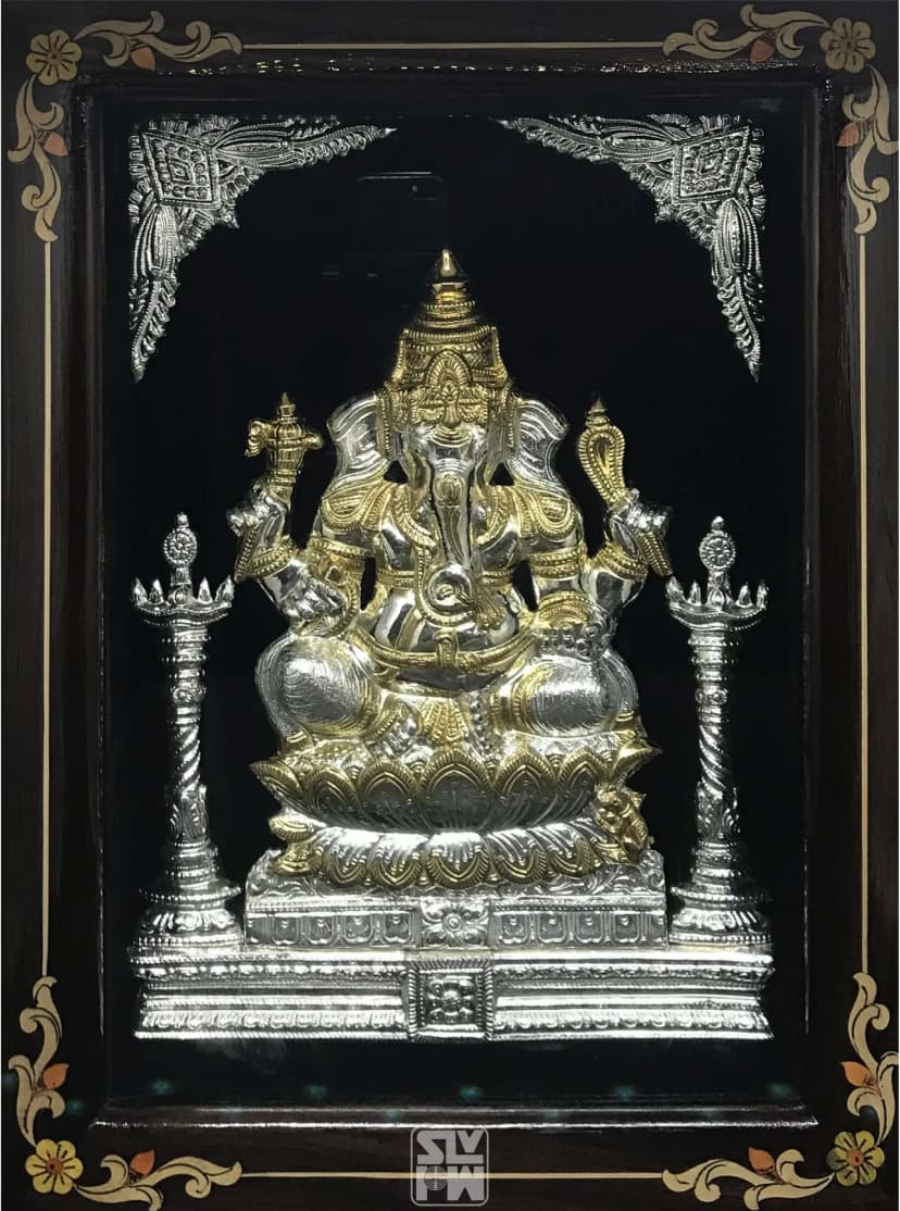 Ganesha Silver With Gold Plating 12"x16"