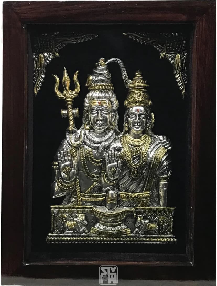 Eswara Paravati With Gold Plating + Antique 12"x16"
