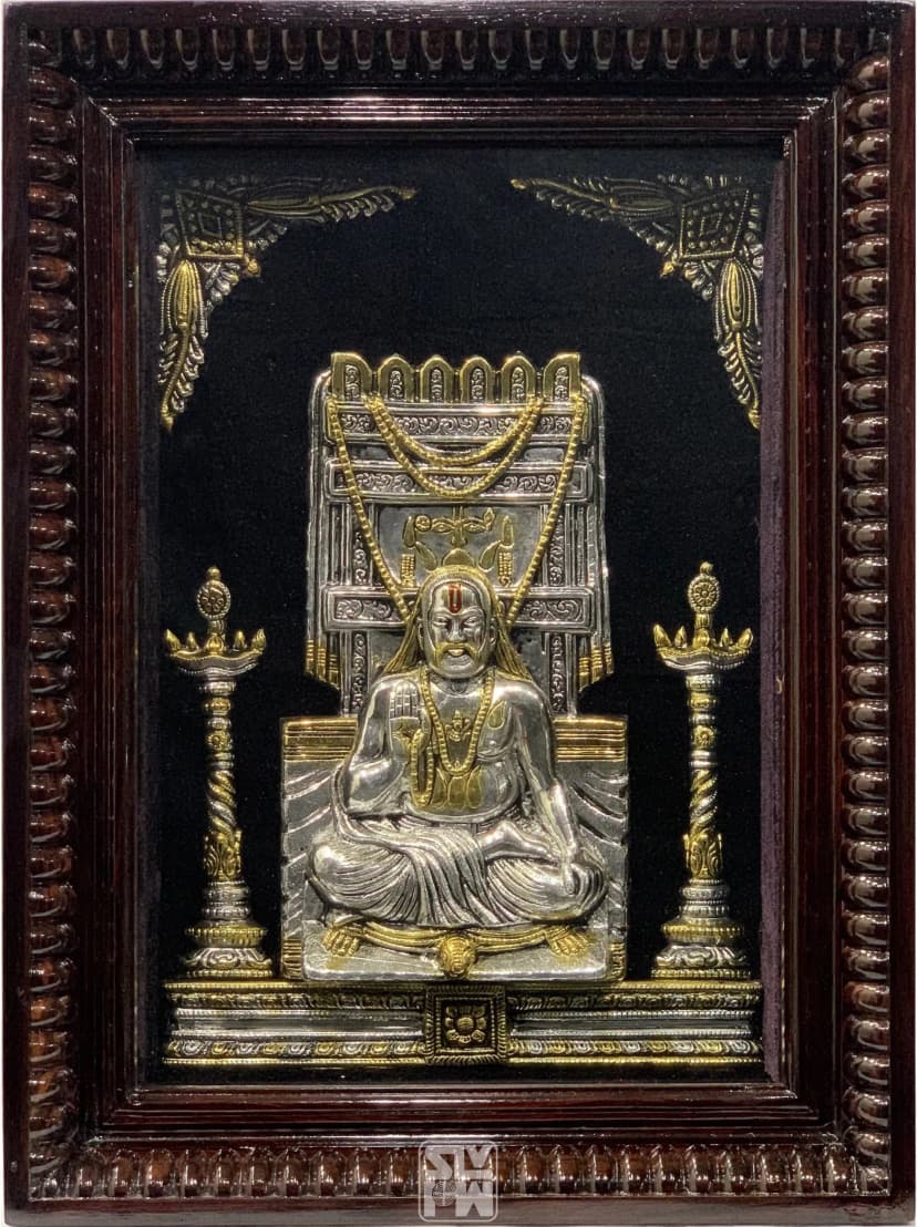 Raghavendra Silver With Gold Plating + Antique 12"x16"