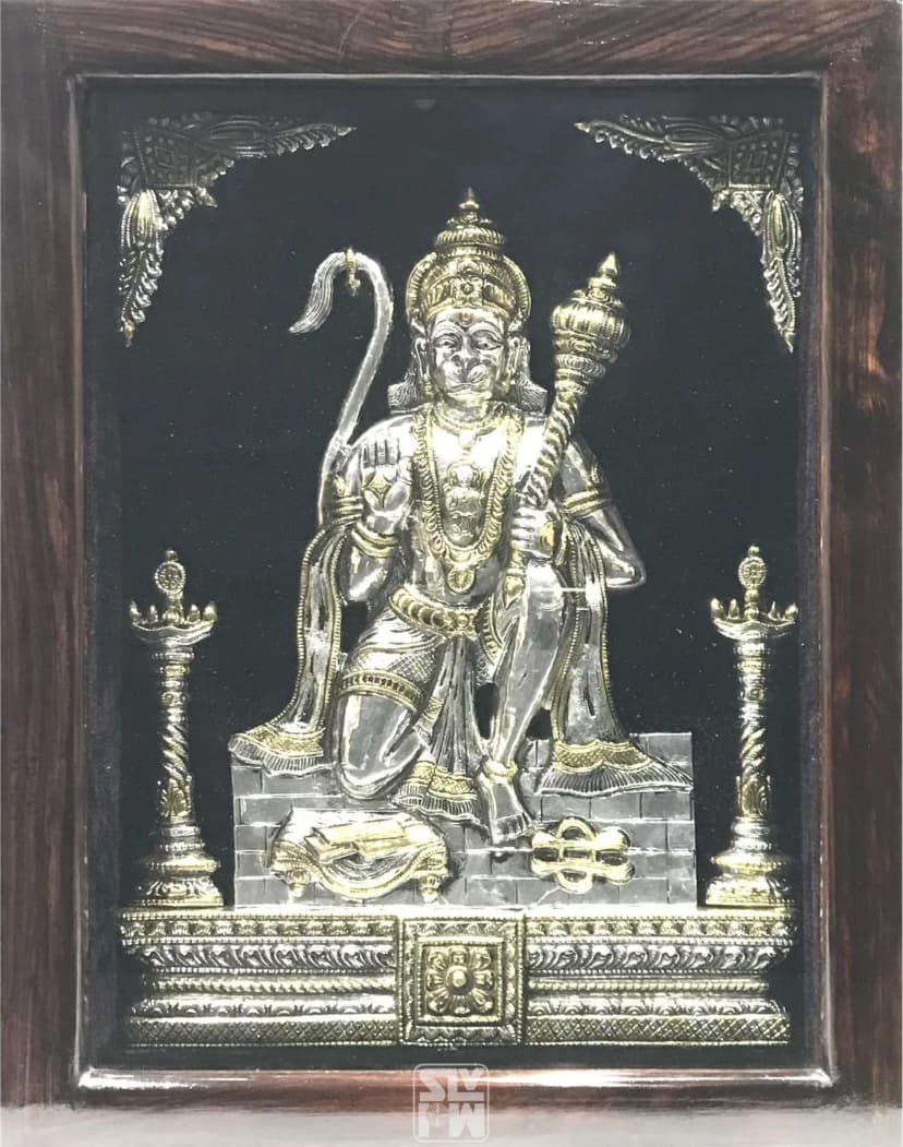 Hanuman Silver With Gold Plating + Antique 15"x19"