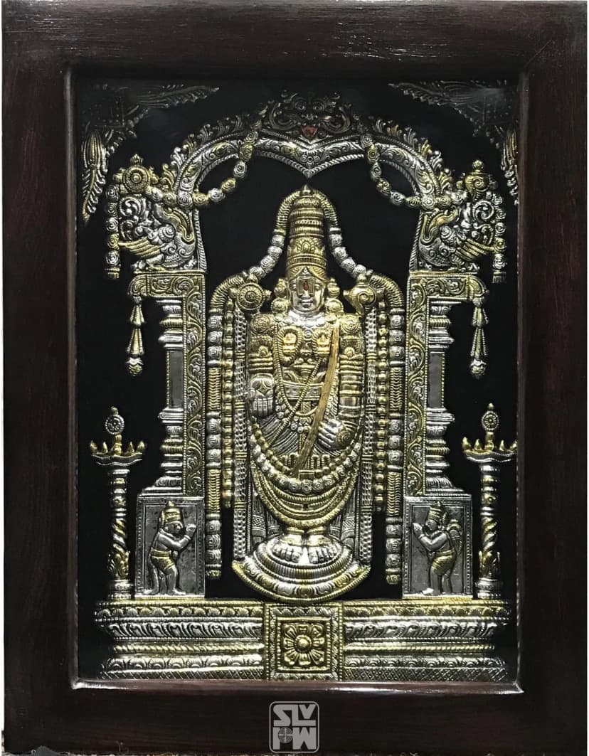 Balaji Silver With Gold Plating + Antique 15"x19"