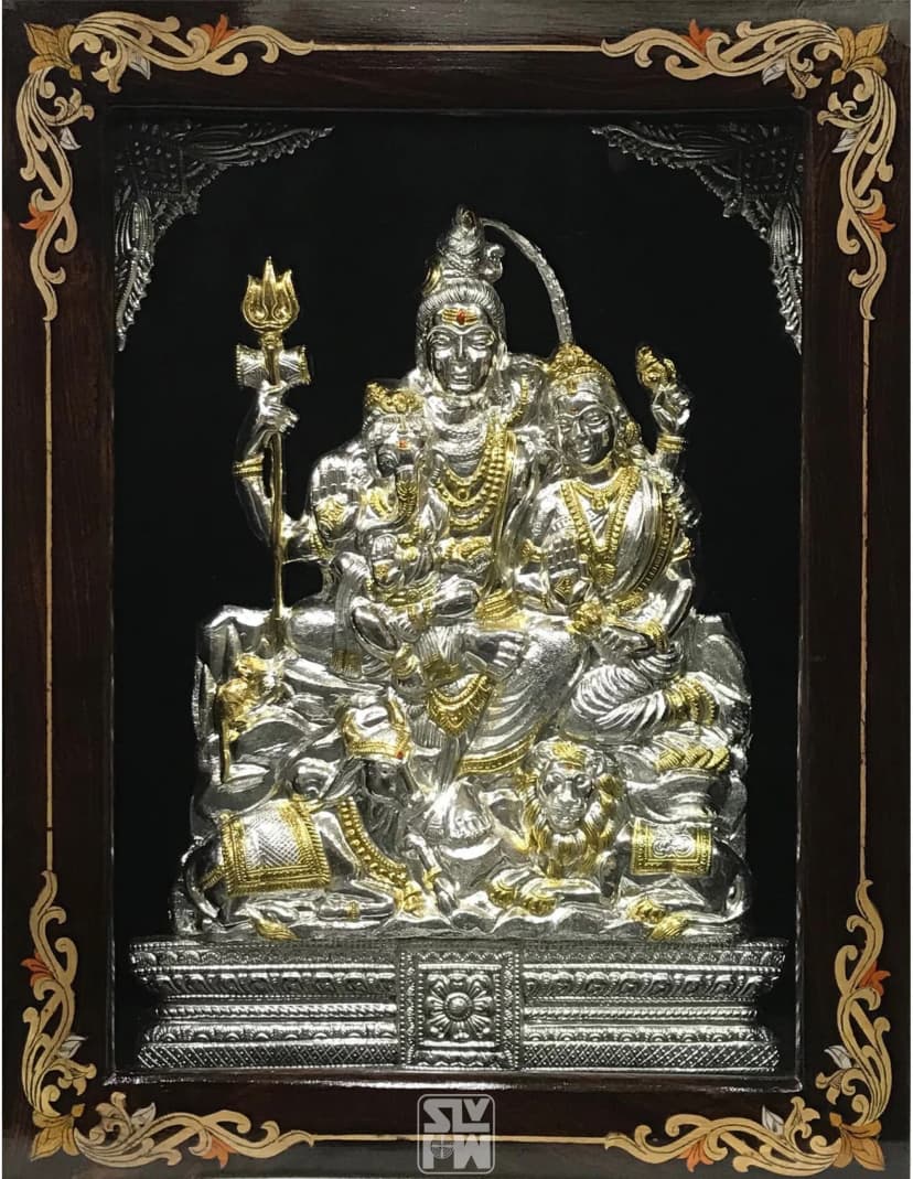 Eswara Parvati Silver With Gold Plating 15"x19"